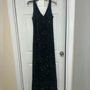 Black sequin evening gown prom formal